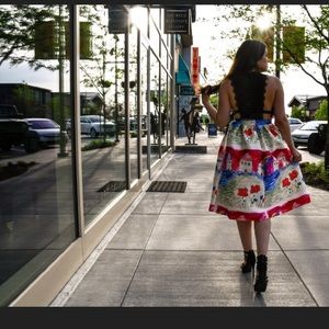 Midi Pleated High Waisted A-line skirt